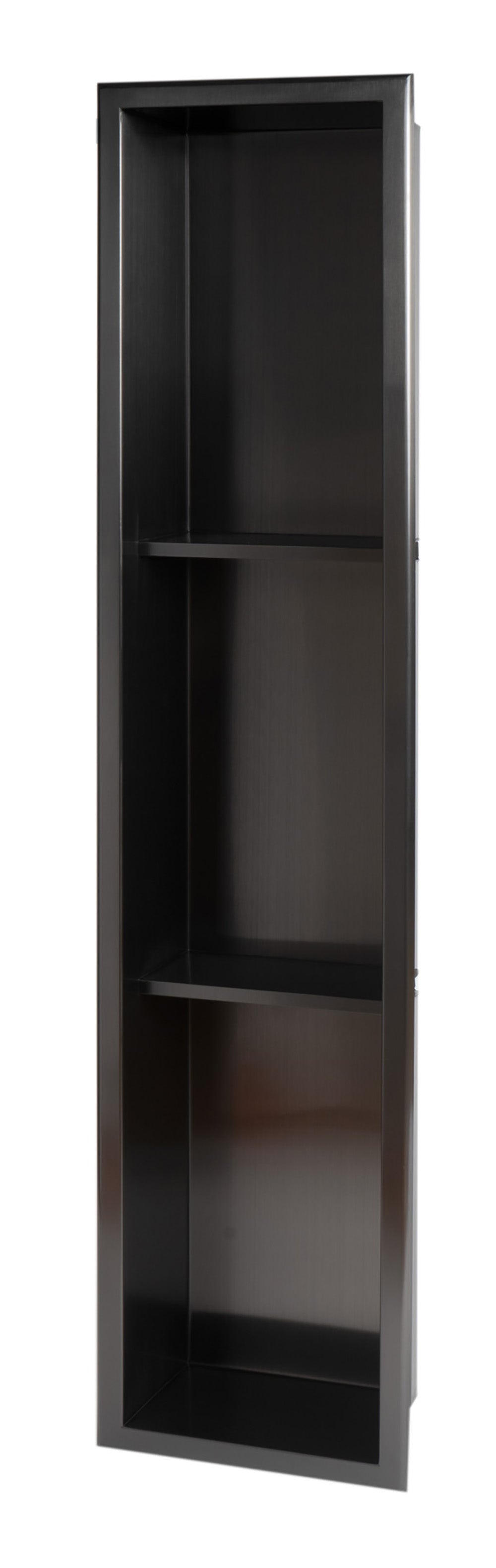 Alternate Image for ALFI brand ABNP0836-BB 8" x 36" Brushed Black PVD Stainless Steel Vertical Triple Shelf Shower Niche, 20 Gauge