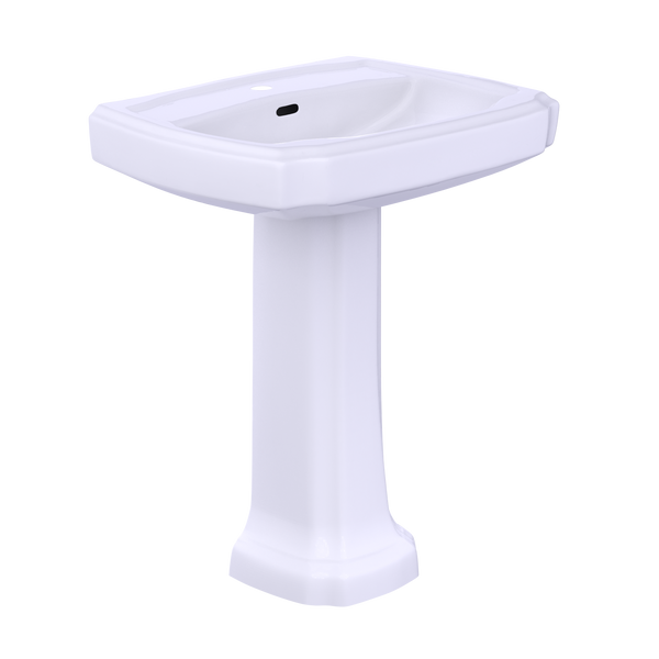 TOTO Guinevere 27-1/8" x 19-7/8" Rectangular Pedestal Bathroom Sink for Single Hole Faucets, Cotton White, Vitreous China, LPT970#01