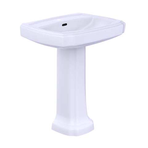 TOTO Guinevere 27-1/8" x 19-7/8" Rectangular Pedestal Bathroom Sink for Single Hole Faucets, Cotton White, Vitreous China, LPT970#01