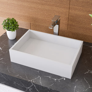 Alternate Image for ALFI brand 20" x 13.5" Rectangle Above Mount Resin Bathroom Sink, White Matte, No Faucet Hole, ABRS2014