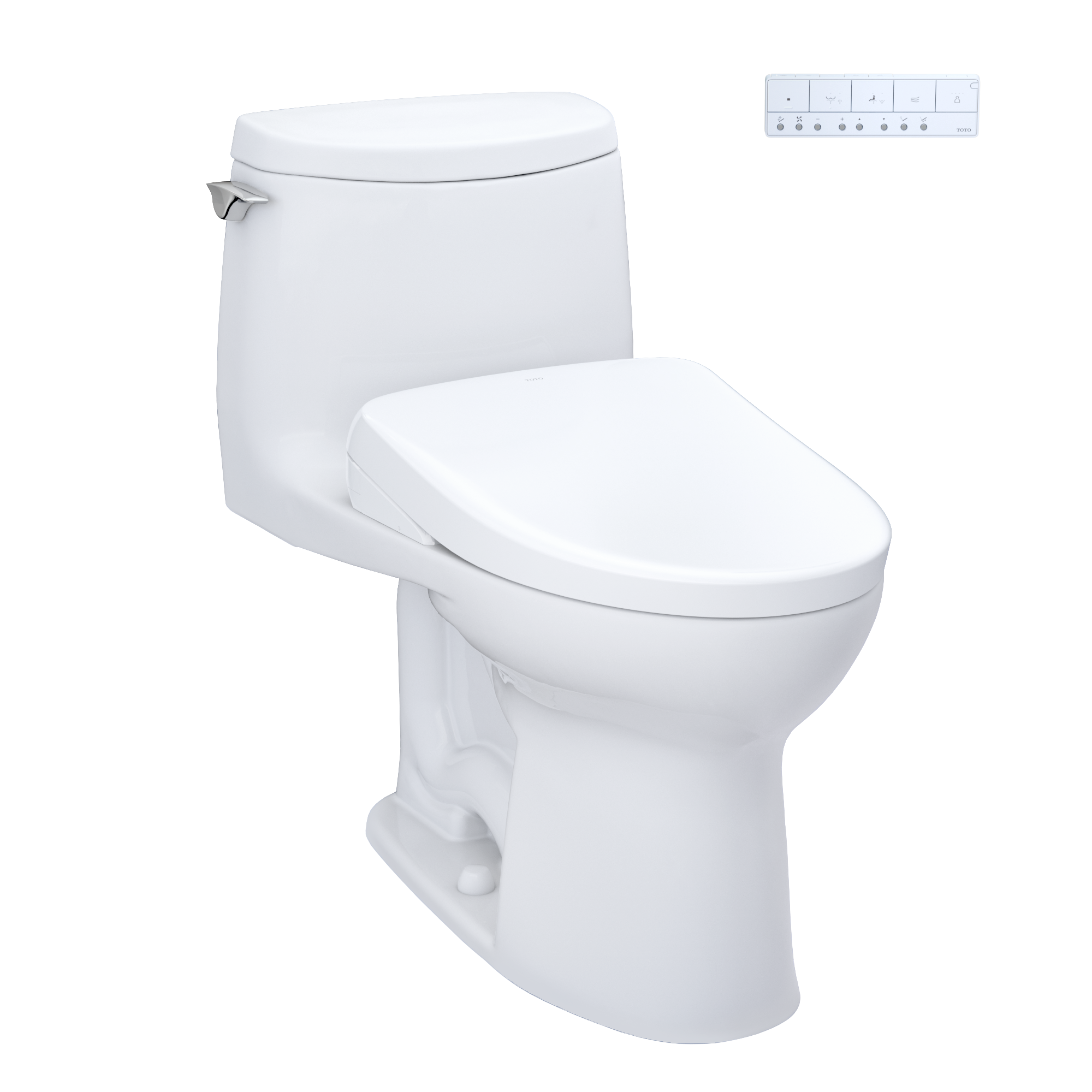 TOTO WASHLET+ UltraMax II 1G One-Piece Elongated 1.0 GPF Toilet with Auto Flush WASHLET+ S7A Contemporary Bidet Seat, Cotton White, Vitreous China|Plastic, MW6044736CUFGA#01