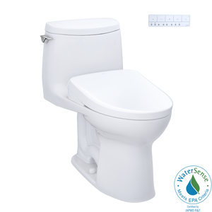 Alternate Image for TOTO WASHLET+ UltraMax II 1G One-Piece Elongated 1.0 GPF Toilet and WASHLET+ S7A Contemporary Bidet Seat, Cotton White, Vitreous China|Plastic, MW6044736CUFG#01