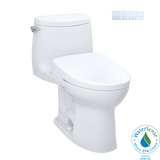 TOTO WASHLET+ UltraMax II 1G One-Piece Elongated 1.0 GPF Toilet and WASHLET+ S7A Contemporary Bidet Seat, Cotton White, Vitreous China|Plastic, MW6044736CUFG#01