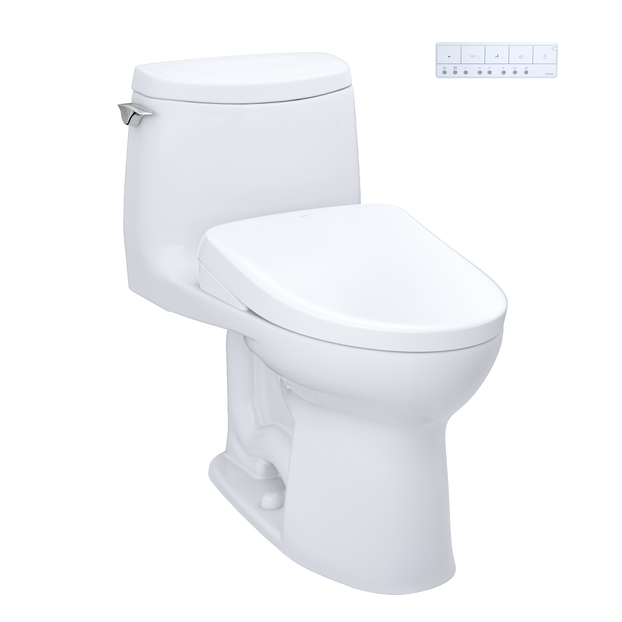 TOTO WASHLET+ UltraMax II 1G One-Piece Elongated 1.0 GPF Toilet with Auto Flush WASHLET+ S7A Contemporary Bidet Seat, Cotton White, Vitreous China|Plastic, MW6044736CUFGA#01