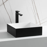 ALFI brand 15.13" x 15.13" Square Above Mount Resin Bathroom Sink, Black & White, No Faucet Hole, ABRS14SBM