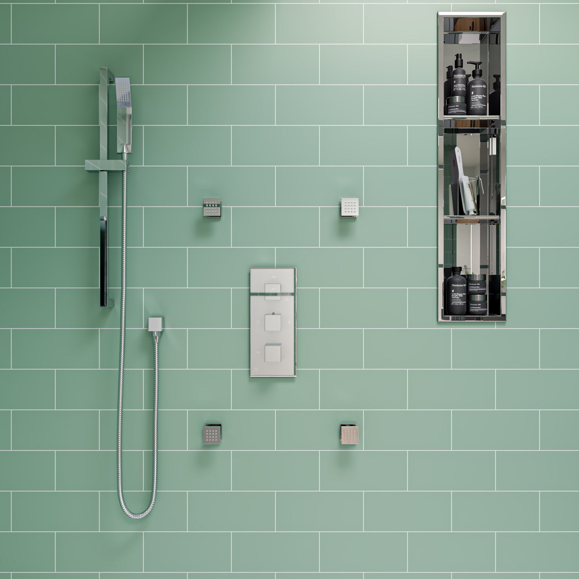 ALFI brand ABN0836-PSS 8 x 36 Polished Stainless Steel Vertical Triple Shelf Bath Shower Niche, 20 Gauge