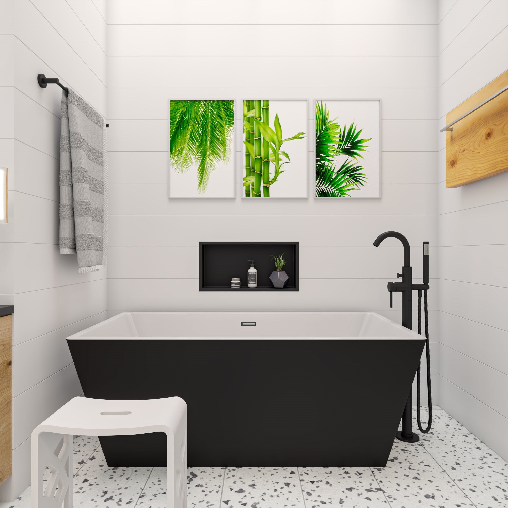 ALFI brand ABNC2412-BLA 24 x 12 Black Matte Stainless Steel Horizontal Single Shelf Bath Shower Niche, 20 Gauge