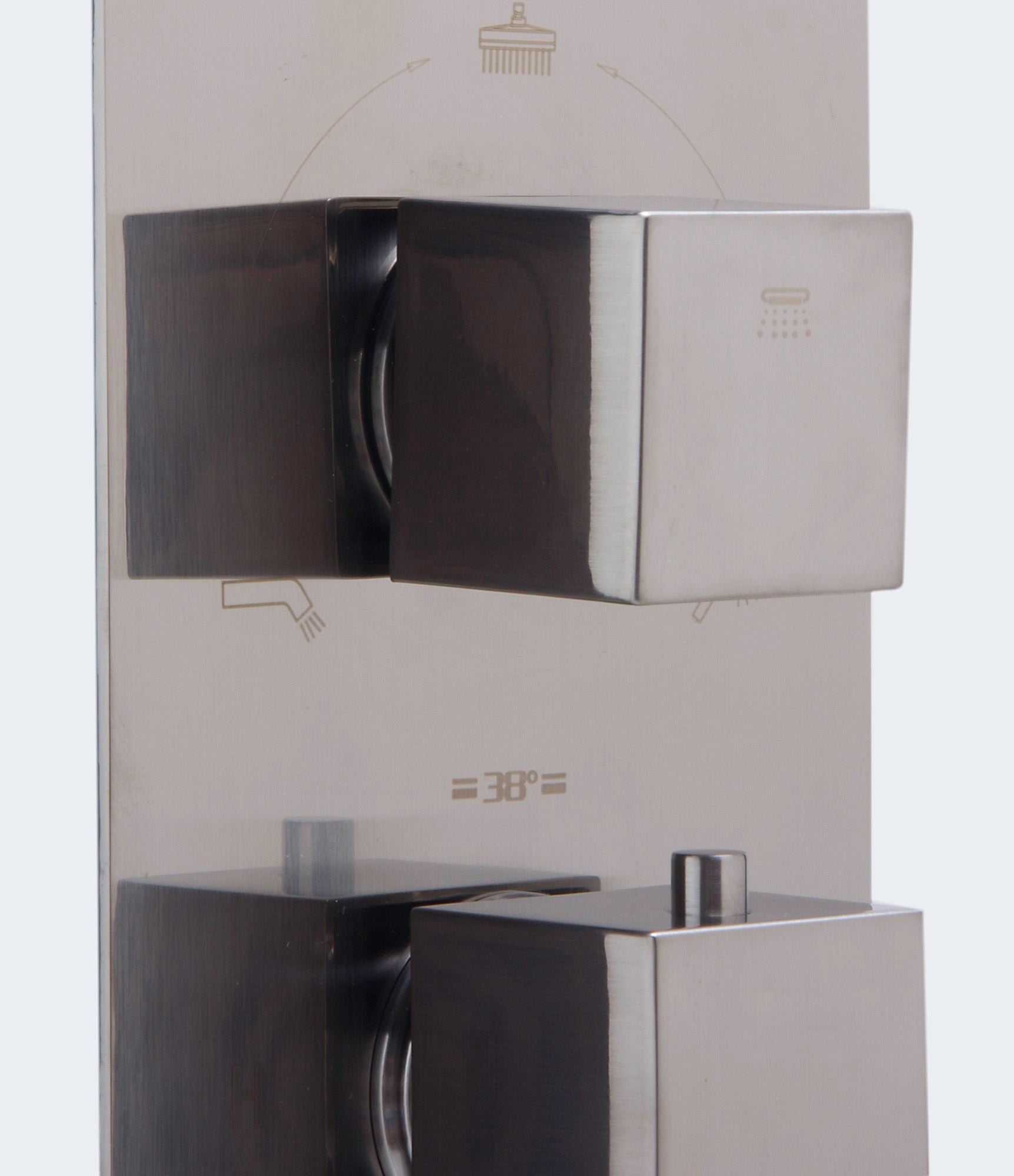 ALFI brand AB2801-BN Brushed Nickel Concealed 3-Way Thermostatic Valve Shower Mixer Square Knobs, Brass