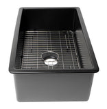 ALFI brand 32" Drop In Fireclay Kitchen Sink, Black Matte, No Faucet Hole, ABF3219SUD-BM