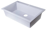 ALFI White 30" Drop-In Single Bowl Granite Composite Kitchen Sink, AB3020DI-W