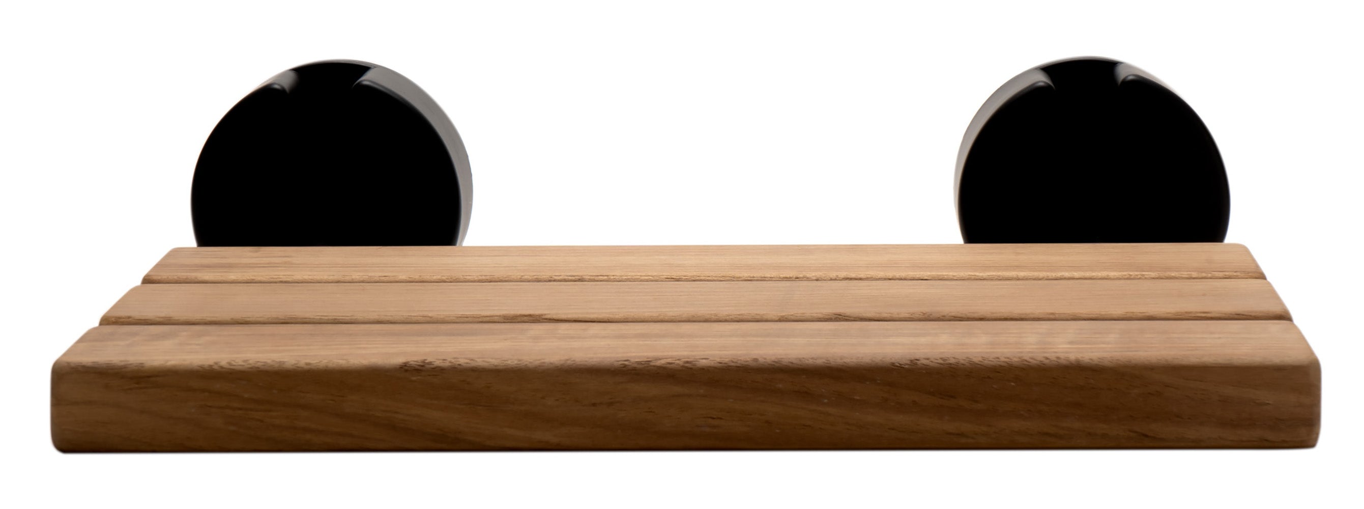 ALFI brand ABS16R-BM Black Matte 16" Wide Foldable Teak Shower Seat with Round Hardware, Teak Wood, Natural Wood