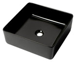 ALFI brand 15.13" x 15.13" Square Above Mount Porcelain Bathroom Sink, Black Matte, No Faucet Hole, ABC903-BM