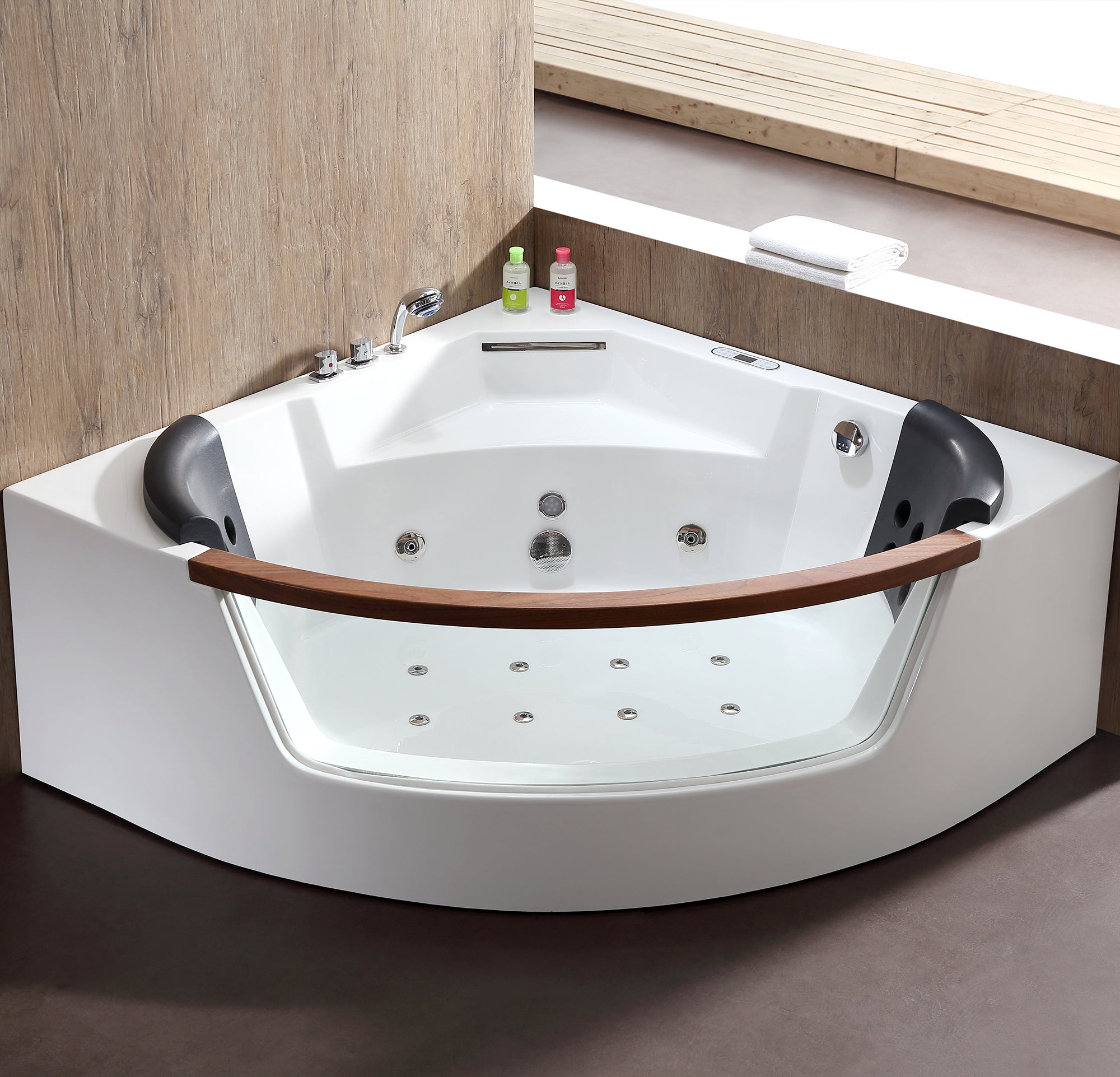 Eago 59" Acrylic Corner Neo-angle Round Bathtub, White, AM197ETL
