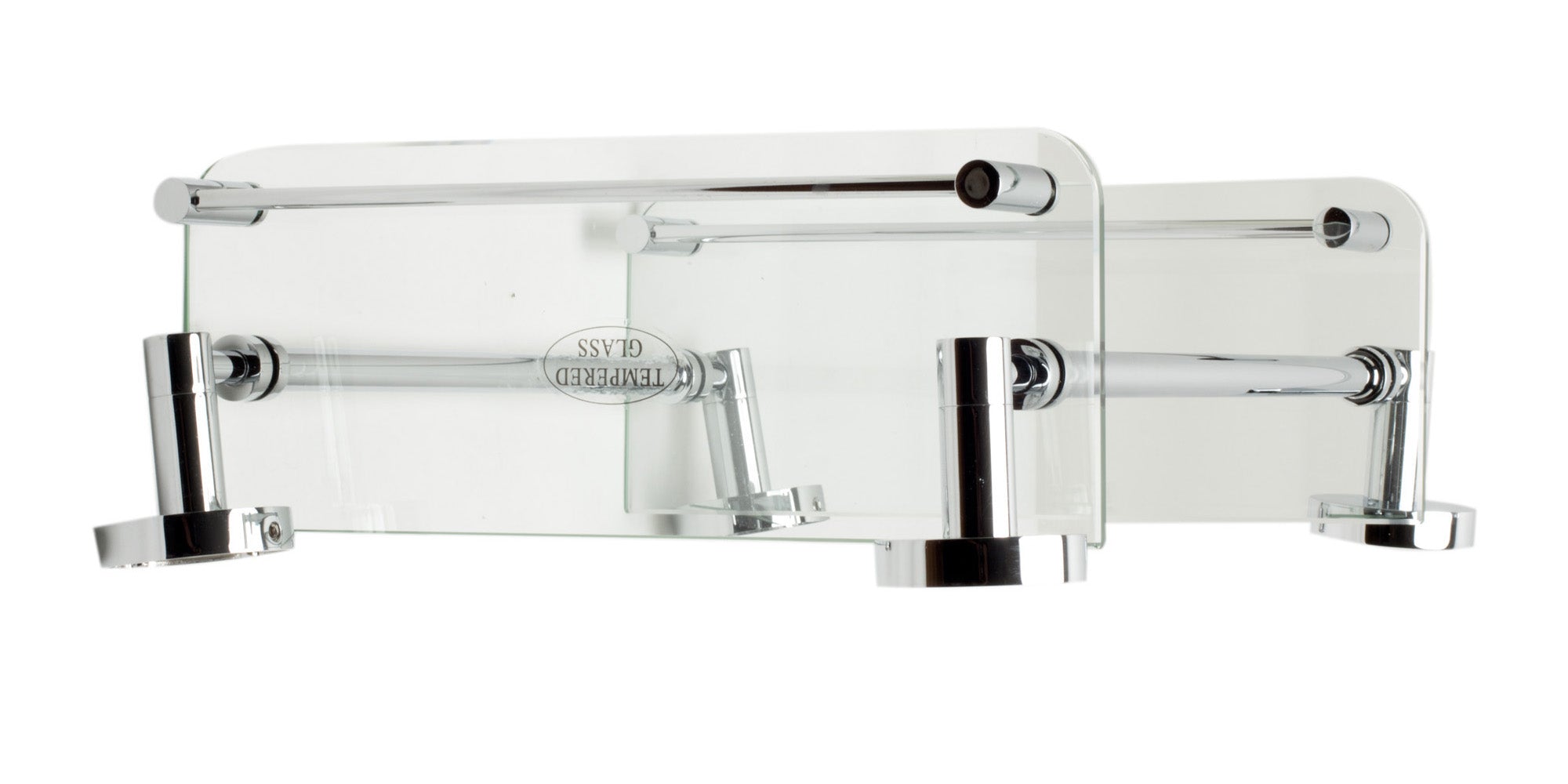 ALFI brand AB9549 Polished Chrome Wall Mounted Double Glass Shower Shelf Bathroom Accessory, Brass, Grey