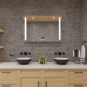 Alternate Image for ALFI brand ABMC4228BT 42" x 28" Triple Door LED Light Bluetooth Medicine Cabinet, Aluminum, Gray