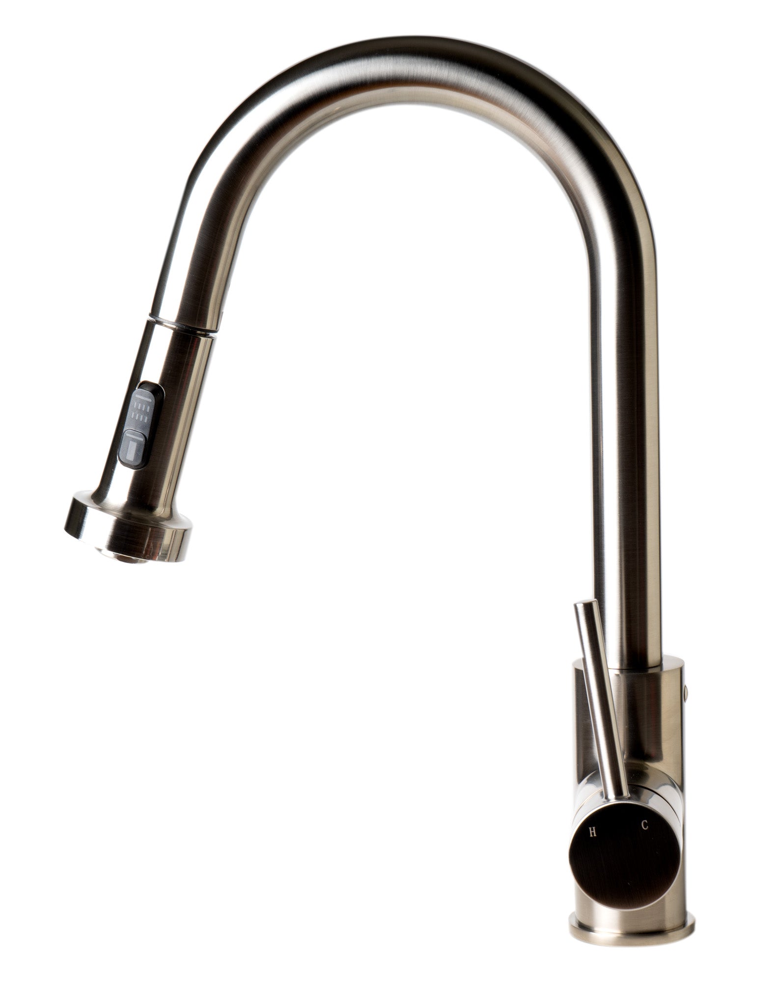 ALFI brand 1.66 GPM Lever Gooseneck Spout Touchless Kitchen Faucet, Modern, Gray, Pull Down, Brushed Nickel, ABKF3262-BN