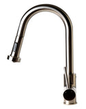 ALFI brand 1.66 GPM Lever Gooseneck Spout Touchless Kitchen Faucet, Modern, Gray, Pull Down, Brushed Nickel, ABKF3262-BN