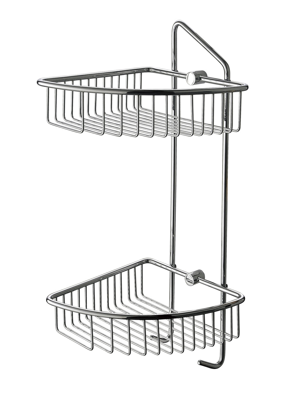ALFI brand AB9532 Polished Chrome Corner Mounted Double Basket Shower Shelf Bathroom Accessory, Brass, Grey