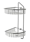 ALFI brand AB9532 Polished Chrome Corner Mounted Double Basket Shower Shelf Bathroom Accessory, Brass, Grey