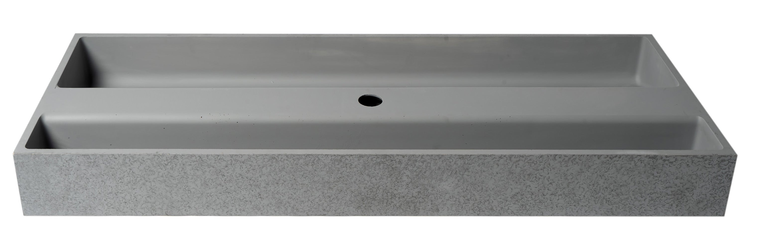 ALFI brand 48" x 18" Rectangle Above Mount or Semi Recessed Concrete Bathroom Sink, Gray Matte, No Faucet Hole, ABCO48TR