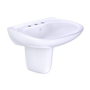Alternate Image for TOTO Prominence Oval Wall-Mount Bathroom Sink with CEFIONTECT and Shroud for 8 Inch Center Faucets, Cotton White, Vitreous China, LHT242.8G#01