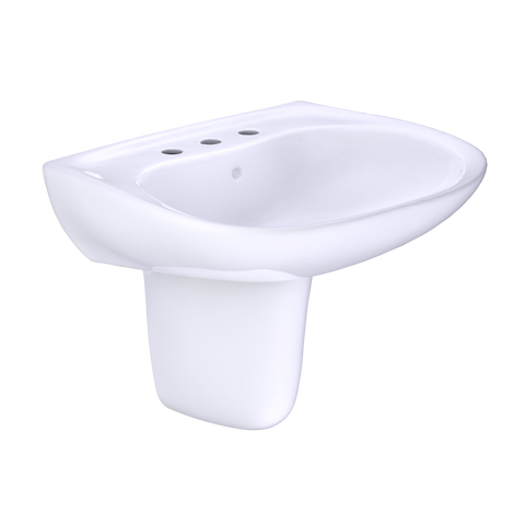 TOTO Prominence Oval Wall-Mount Bathroom Sink with CEFIONTECT and Shroud for 8 Inch Center Faucets, Cotton White, Vitreous China, LHT242.8G#01