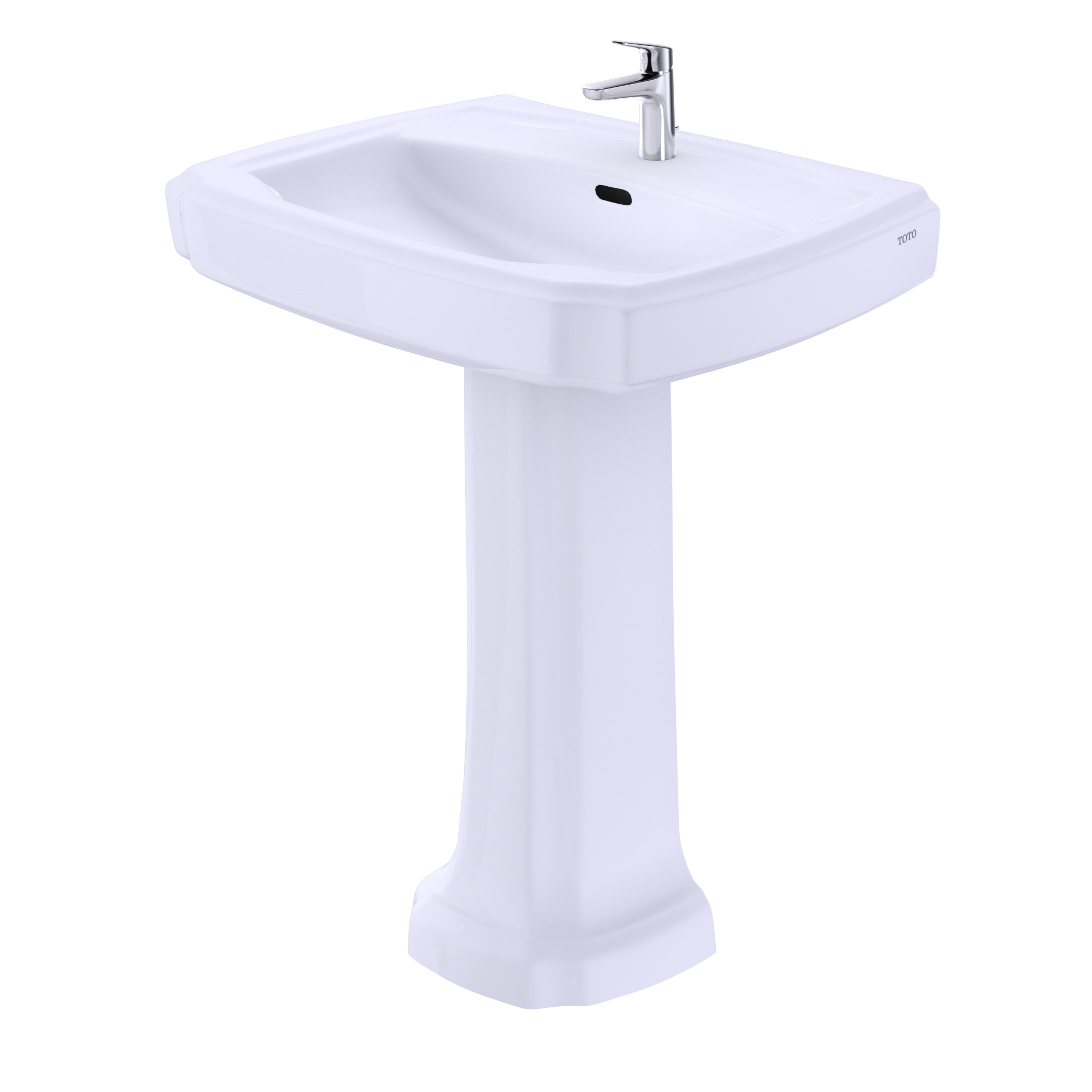 TOTO Guinevere 27-1/8" x 19-7/8" Rectangular Pedestal Bathroom Sink for Single Hole Faucets, Cotton White, Vitreous China, LPT970#01