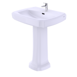 TOTO Guinevere 27-1/8" x 19-7/8" Rectangular Pedestal Bathroom Sink for Single Hole Faucets, Cotton White, Vitreous China, LPT970#01