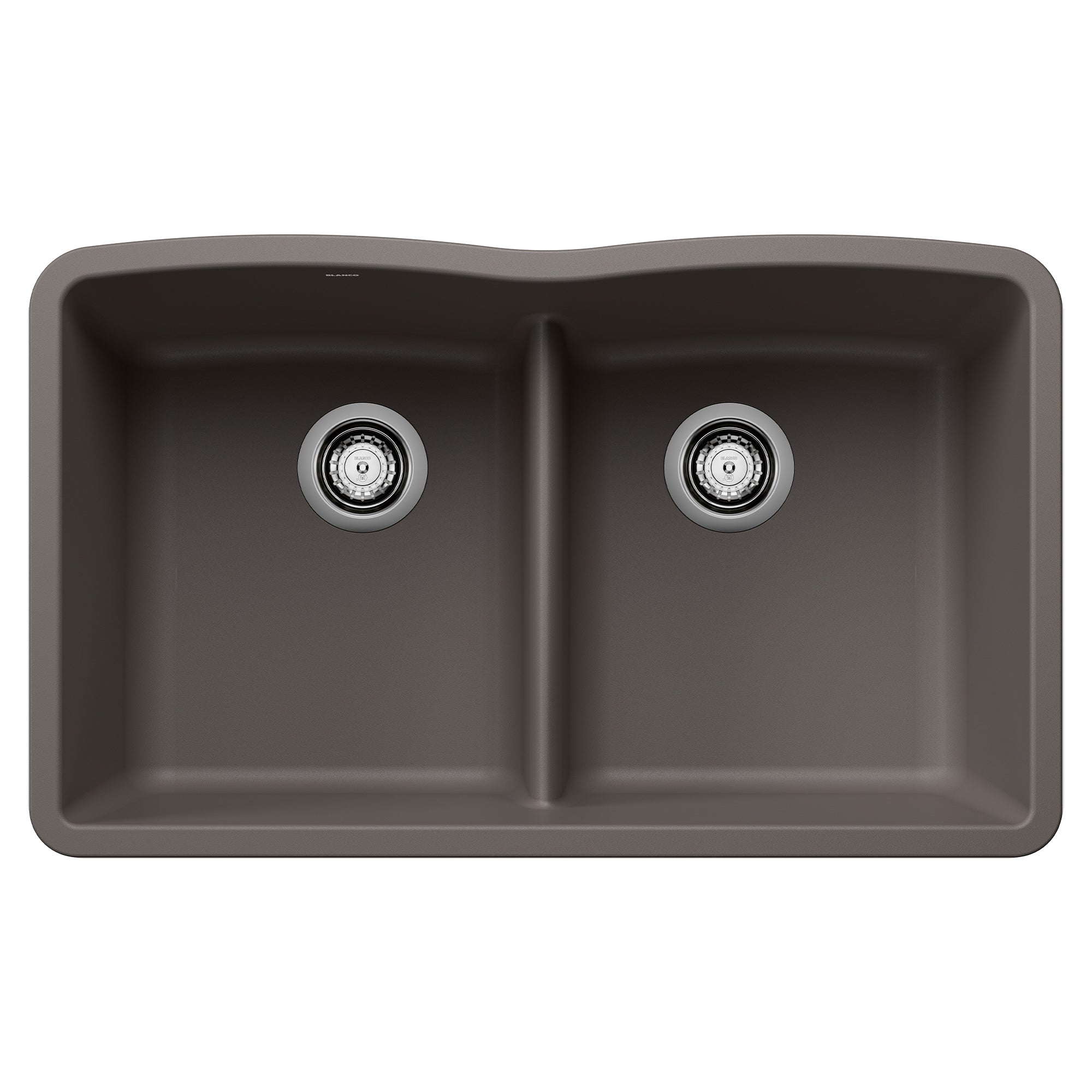 Blanco Diamond 32" Undermount Silgranit Kitchen Sink, 50/50 Double Bowl, Volcano Gray, No Faucet Hole, 443106