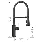Blanco Empressa Semi-Pro Pull-Down Dual-Spray Kitchen Faucet, Matte Black, 1.5 GPM, Brass, 443022