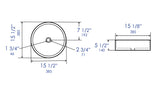 ALFI brand 15.5" x 15.5" Round Above Mount Porcelain Bathroom Sink, Black & White, No Faucet Hole, ABC908