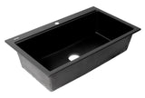 ALFI brand 34" Drop In Granite Composite Workstation Kitchen Sink with Accessories, Black, 1 Faucet Hole, AB3418SBDI-BLA