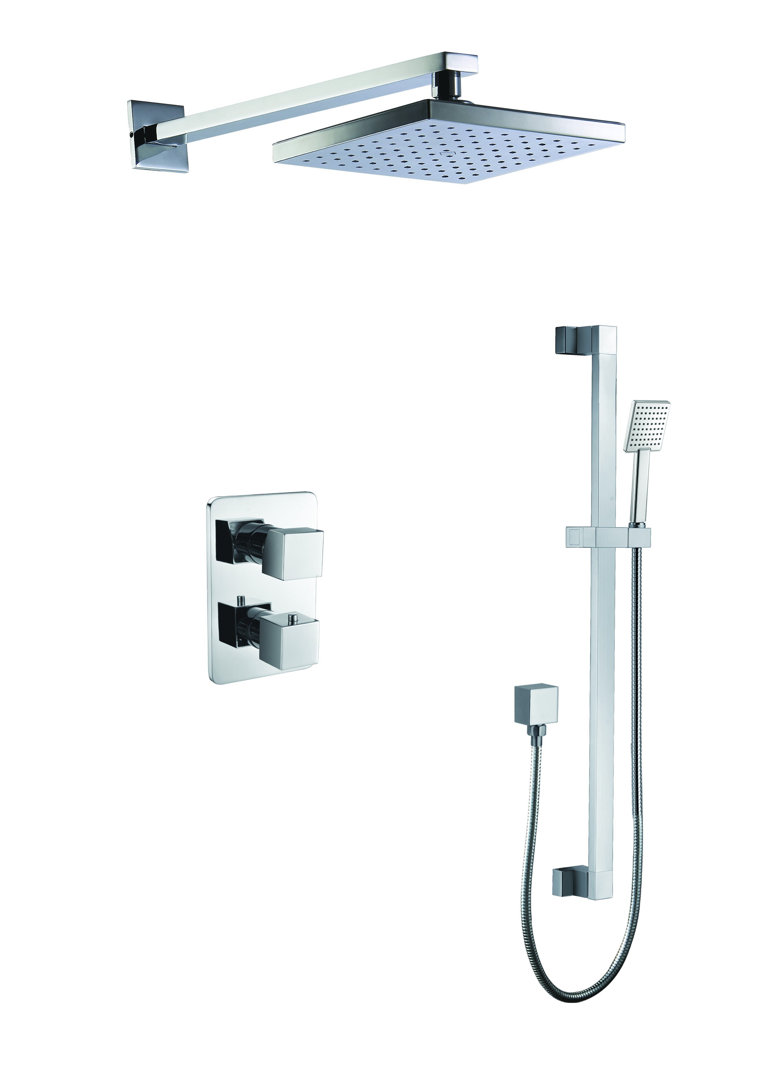 ALFI brand AB2830-PC Polished Chrome 2 Way Thermostatic Square Shower Set, Brass