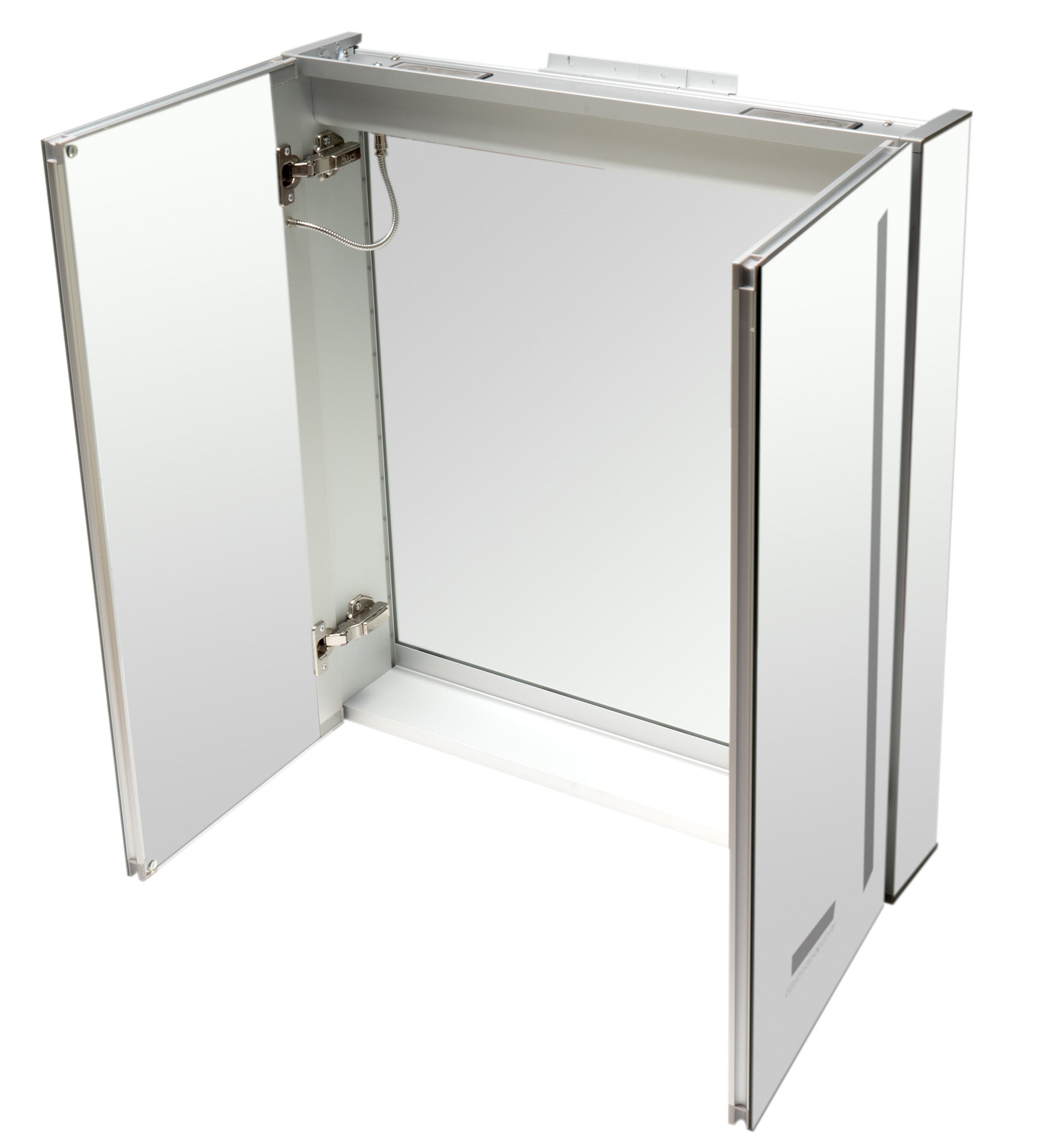 ALFI brand ABMC2630BT 26" x 30" Double Door LED Light Bluetooth Medicine Cabinet, Aluminum, Gray