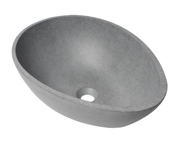 ALFI brand 21" x 15.4" Oval Above Mount Concrete Bathroom Sink, Gray Matte, No Faucet Hole, ABCO21O