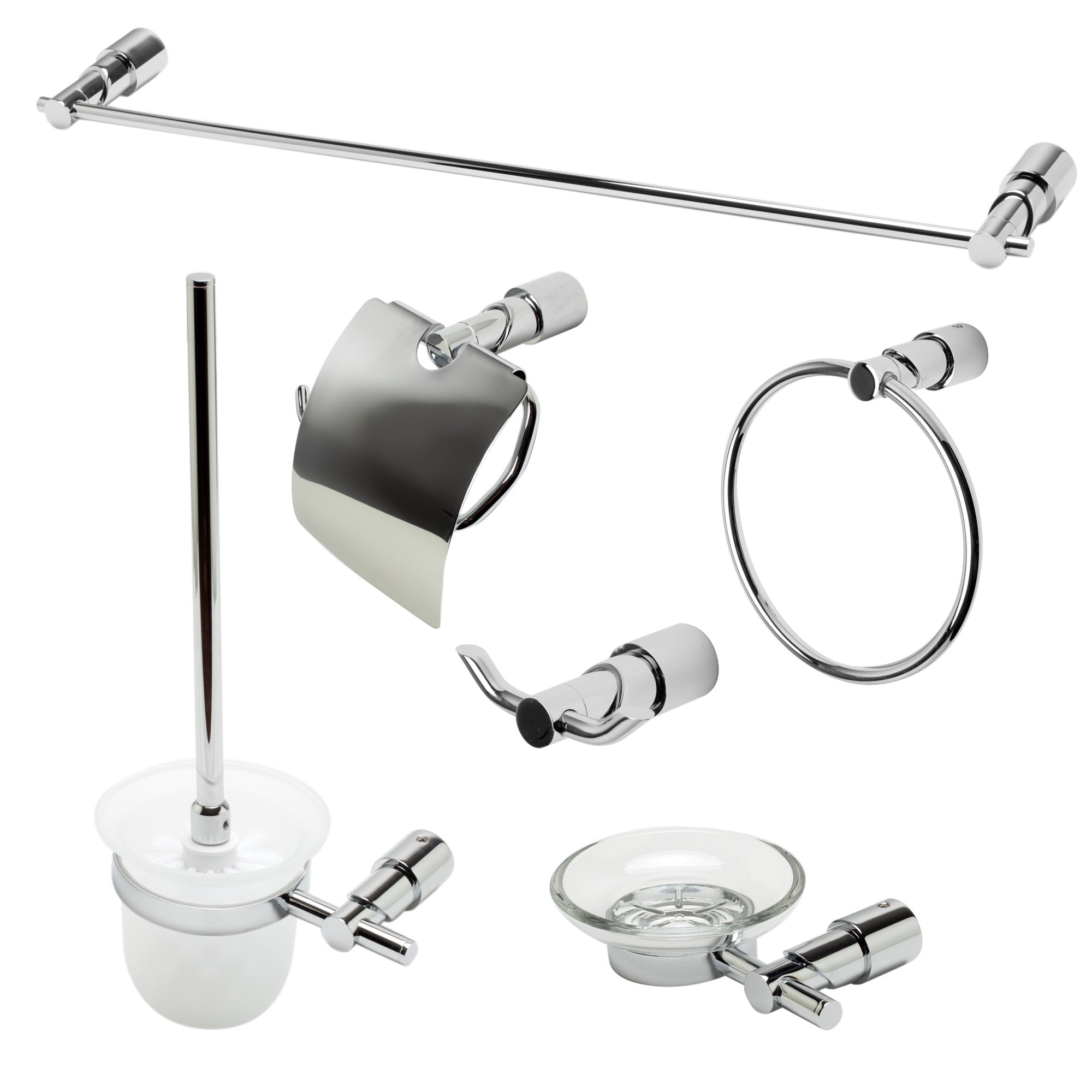 ALFI brand Brass, AB9508-PC Polished Chrome 6 Piece Matching Bathroom Accessory Set