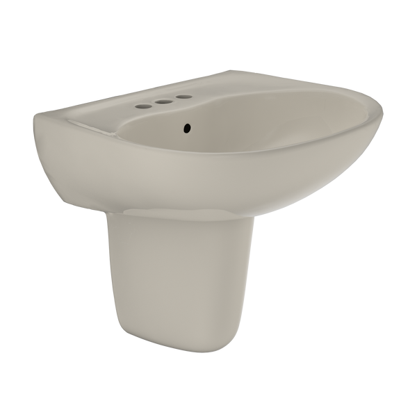 TOTO Supreme Oval Wall-Mount Bathroom Sink with CEFIONTECT and Shroud for 4 Inch Center Faucets, Bone, Vitreous China, LHT241.4G#03