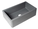 ALFI brand 33" Granite Composite Workstation Farmhouse Sink with Accessories, Titanium, No Faucet Hole, AB33FARM-T