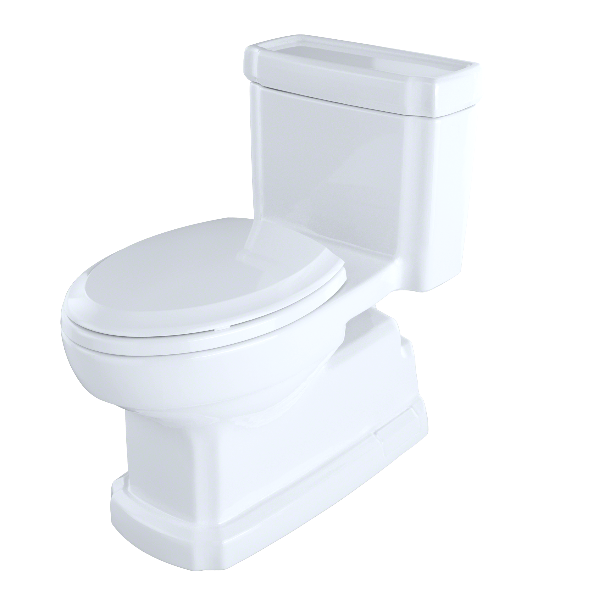 TOTO Eco Guinevere Elongated 1.28 GPF Universal Height Skirted Toilet with CEFIONTECT and SoftClose Seat, Cotton White, Vitreous China|Plastic, MS974224CEFG#01