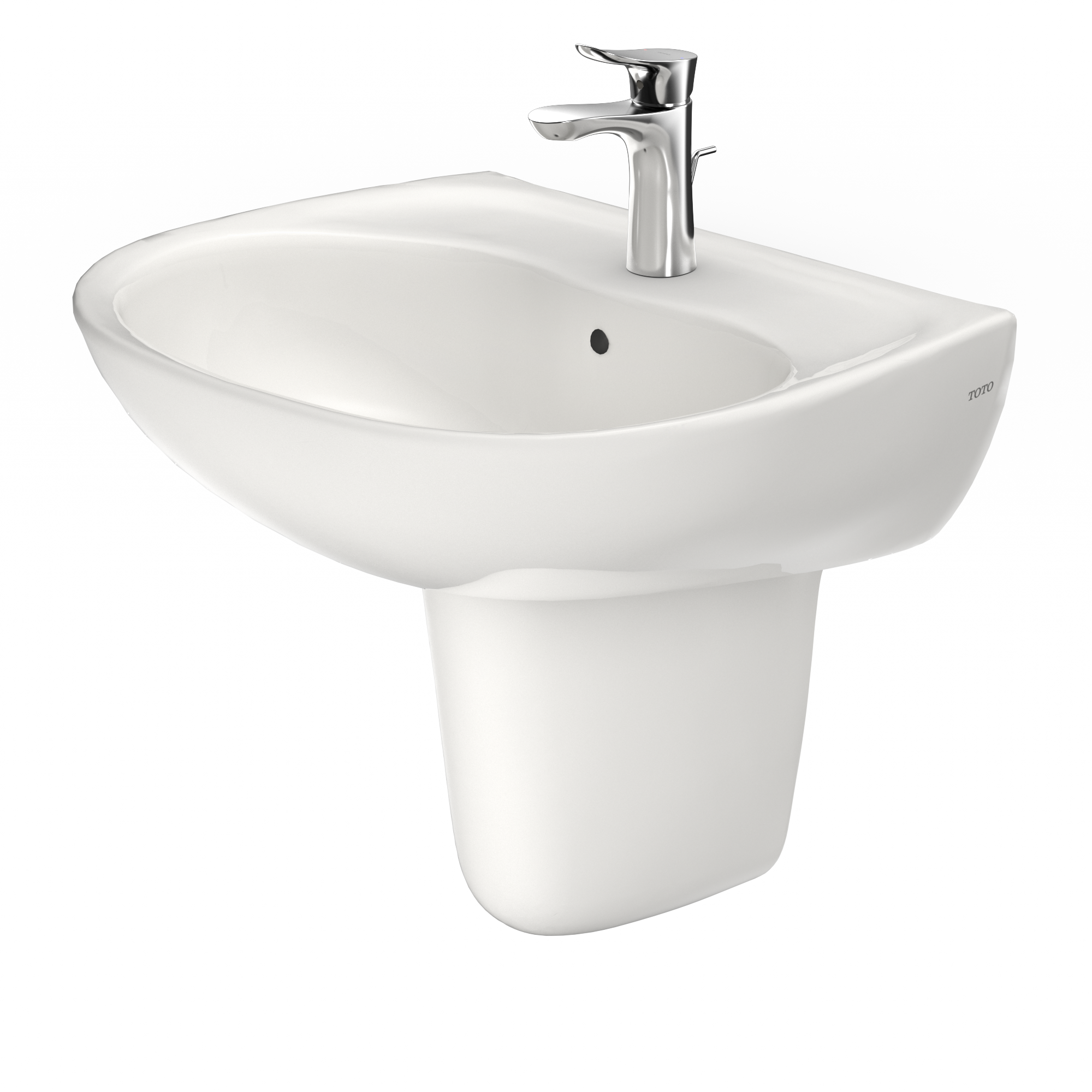 TOTO Supreme Oval Wall-Mount Bathroom Sink with CeFiONtect and Shroud for Single Hole Faucets, Colonial White, Vitreous China, LHT241G#11