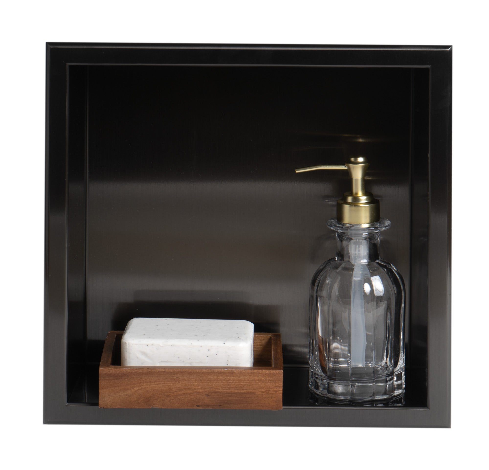 ALFI brand ABNP1212-BB 12" x 12" Brushed Black PVD Stainless Steel Square Single Shelf Shower Niche, 20 Gauge
