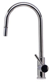 ALFI Solid Polished Stainless Steel Single Hole Pull Down Kitchen Faucet, AB2028-PSS