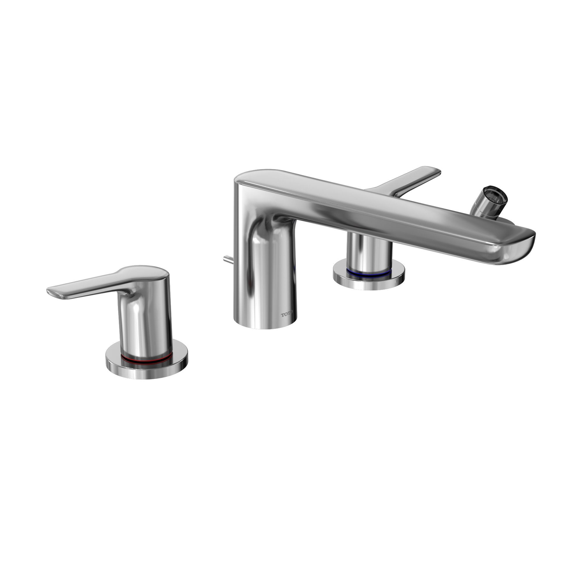 TOTO GS Four-hole Deck-Mount Roman Tub Filler Trim with Handshower, Polished Chrome, Brass, TBG03202U#CP