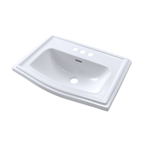 TOTO Clayton Rectangular Self-Rimming Drop-In Bathroom Sink for 4 Inch Center Faucets, Cotton White, Vitreous China, LT781.4#01