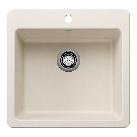 Blanco Liven 21" Dual Mount Silgranit Kitchen Sink, Soft White, 1 Faucet Hole, 443233