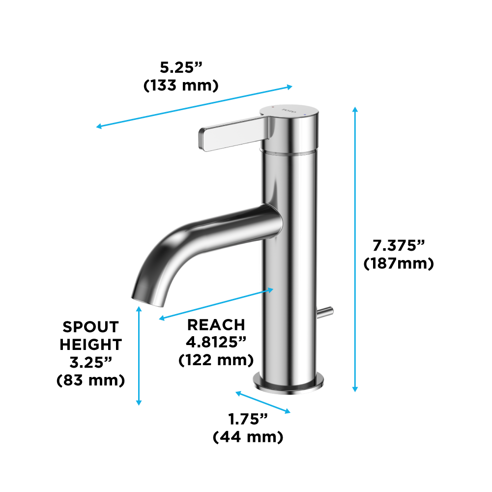 TOTO GF Series 1.2 GPM Single Handle Bathroom Sink Faucet with COMFORT GLIDE Technology and Drain Assembly, Brushed Nickel, Stainless Steel, TLG11301U#BN