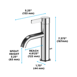 TOTO GF Series 1.2 GPM Single Handle Bathroom Sink Faucet with COMFORT GLIDE Technology and Drain Assembly, Polished Chrome, Stainless Steel, TLG11301U#CP