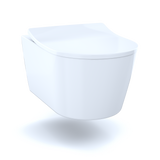 TOTO RP Wall-Hung Contemporary D-Shape Dual Flush 1.28 and 0.9 GPF Toilet with CEFIONTECT, Cotton White, Vitreous China, CT447CFG#01