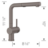 Blanco Linus Low Arc Pull-Out Dual-Spray Kitchen Faucet, Volcano Gray, 1.5 GPM, Brass, 526962