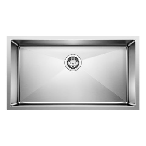 Blanco Cuvee 32" Undermount Stainless Steel Kitchen Sink, Satin Polish, 16 Gauge, No Faucet Hole, 524754